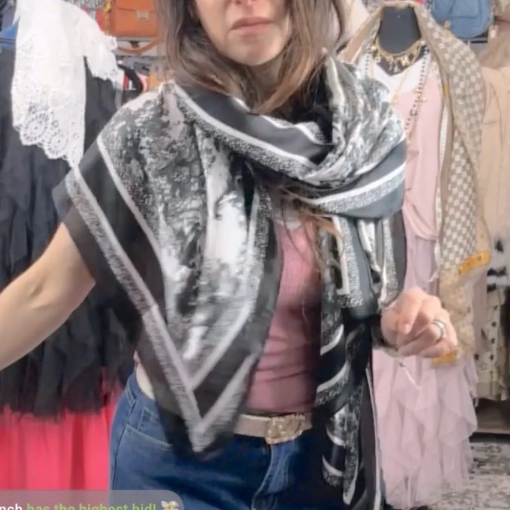 Black and White Patterned Scarf